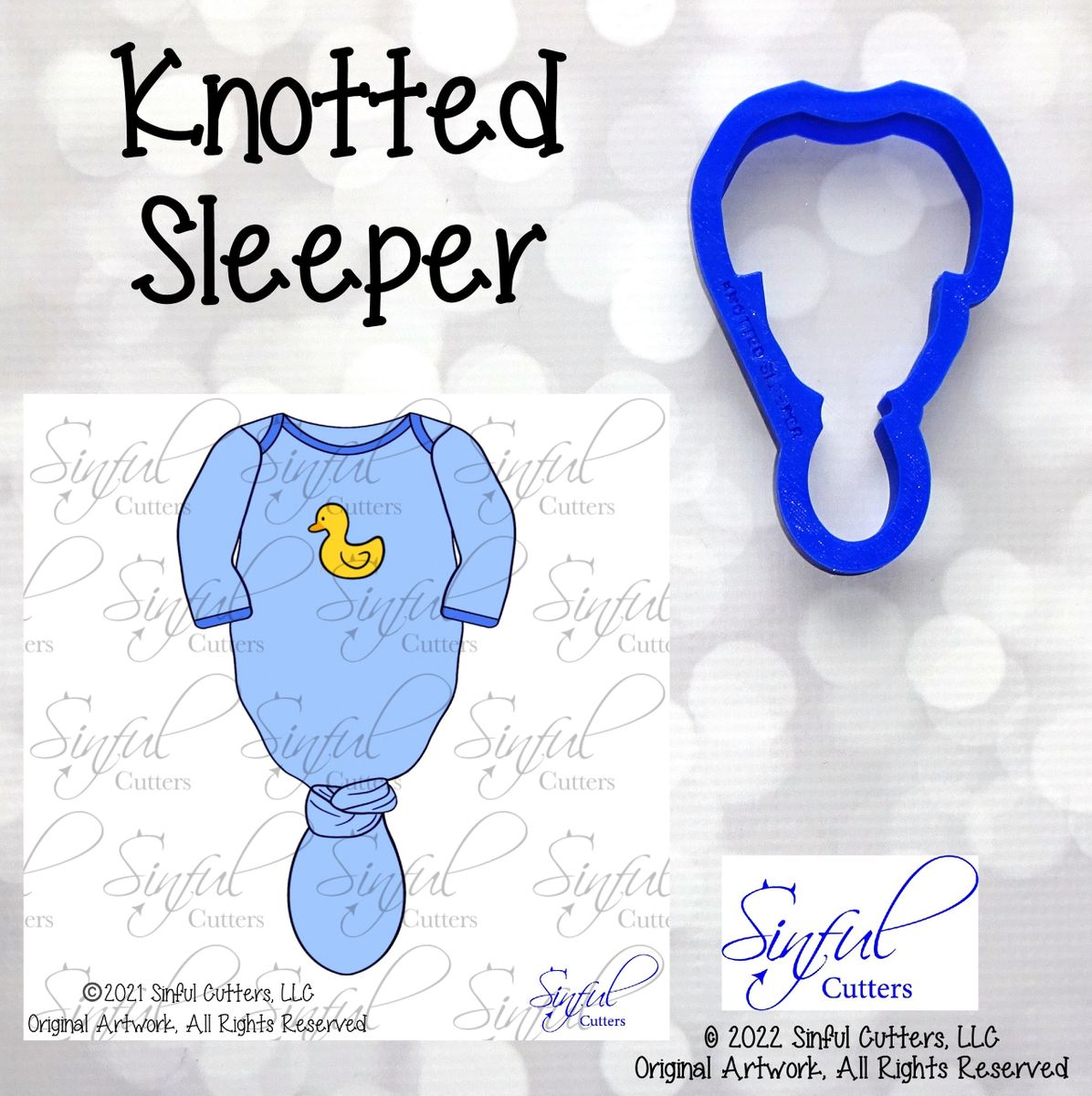 Knotted Sleeper Baby Shower Cookie Cutter / Fondant Cutter / Clay Cutter